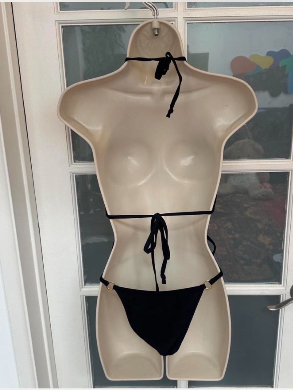 Black Strappy Adult One-Piece Swimsuit S - Picture 2 of 3